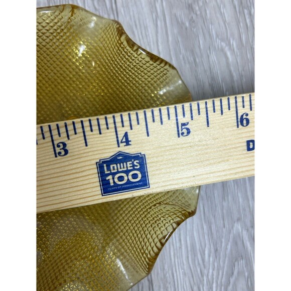 Set Of 3 Vintage Amber Gold Ruffled Edge Waffle Bowls Colony Glass? 7” And 5” - Picture 9 of 9